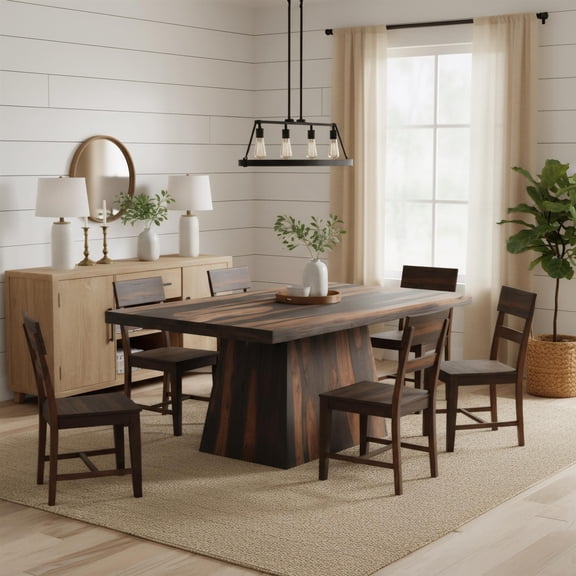 Taran Designs Warren 75" Solid Wood Pedestal Dining Table in Dark Brown