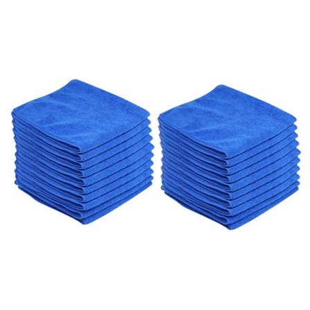 20-Pack Microfiber Cleaning Cloths 25x25cm, Blue, High Absorbency for Car, Glass, and Dish Cleaning