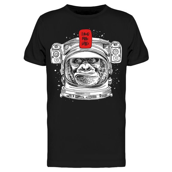 Monkey Astronaut Helmet T-Shirt Men -Image by Shutterstock, Male 3X-Large