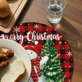 thumbnail image 5 of Christmas Round Placemats Set of 4 Christmas Tree Snowman Place Mats Washable Woven Placemat Snowflake Red Buffalo Plaid Circle Braided Table Mat for Kitchen Dining Table Party Home Decor 15 Inch, 5 of 8