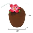 thumbnail image 2 of Beistle Hawaiian Luau Party Coconut Cup w Cover & Flower Straw 9", 2 of 8