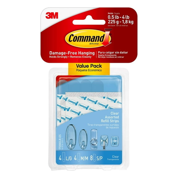 Command 6-packages of Assorted Clear Refill Strips 17200CLR-ES