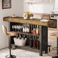 thumbnail image 3 of Tribesigns Home Bar Unit, Modern 2-Tier Bar Table with Footrest, Corner Mini Coffee Bar Cabinet for Home Kitchen Pub, Brown and Dark Gray, 3 of 9