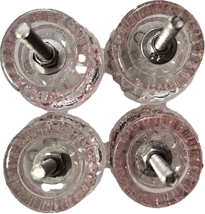 Pink Glass Cabinet Knobs Hardware 4 Pieces 1-1/2 diameter