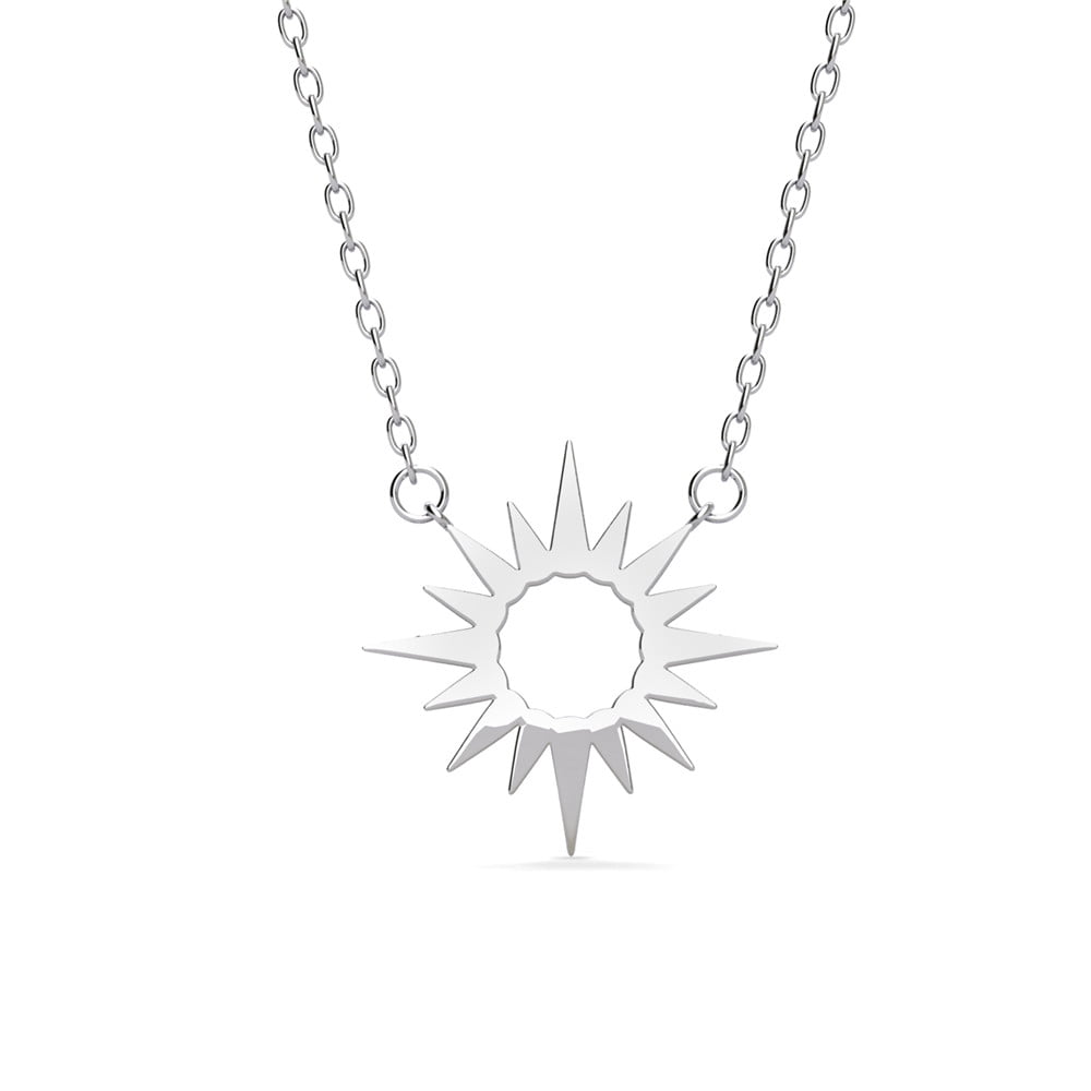 Cate & Chloe Evie 18k White Gold Plated Sun Pendant Necklace with Swarovski Crystals Gift for Women