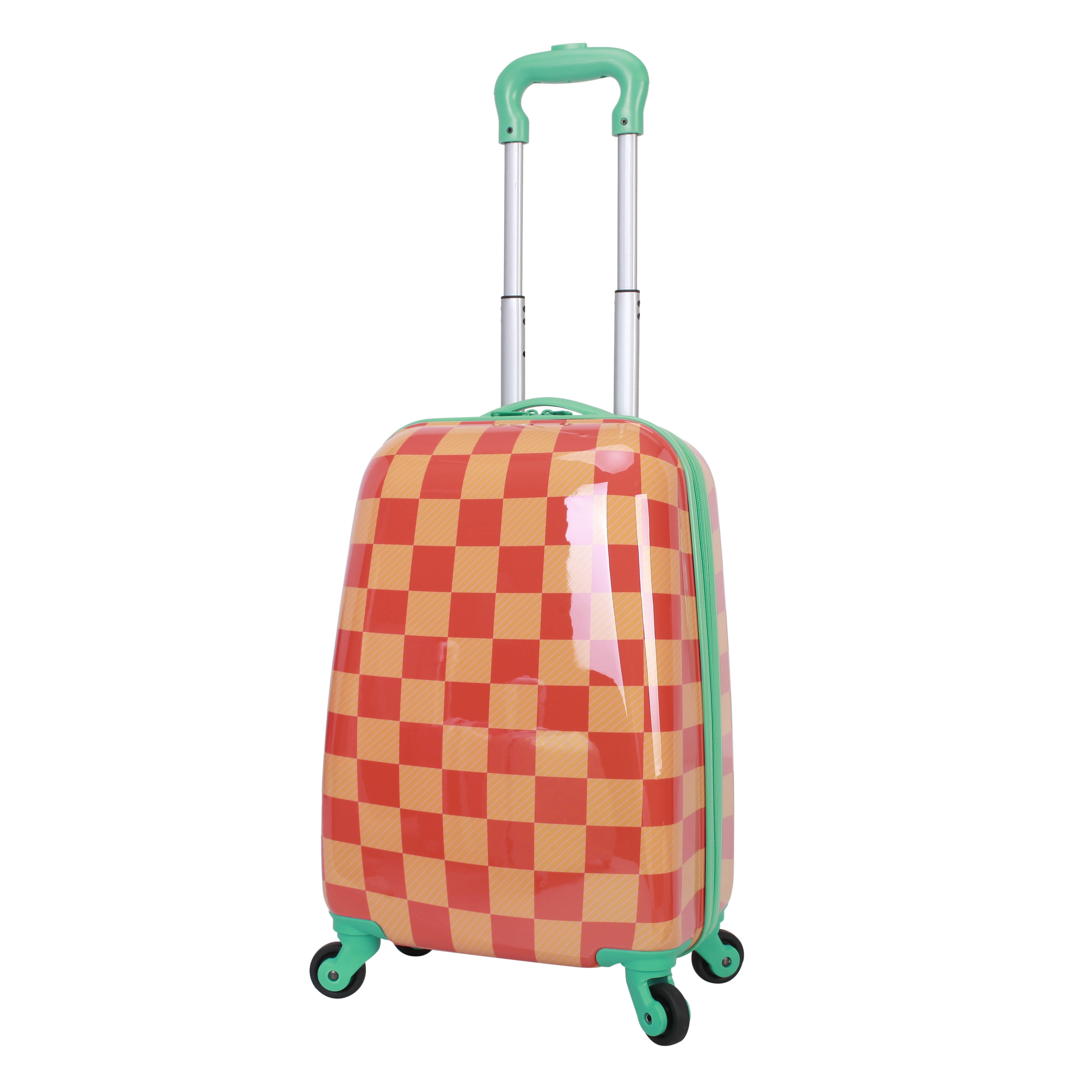 CRCKT Kids Girl 21" Checker Hardside Carry-on Luggage With 360 Spinner Wheels, Exotic Orange, Orange Check
