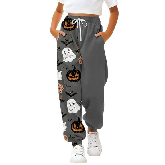 Mercatoo Kids Halloween Sweatpants High Waisted Cotton Bottom Sporty Active Joggers Pants Baggy 𝐀thletic Trousers with Pocket