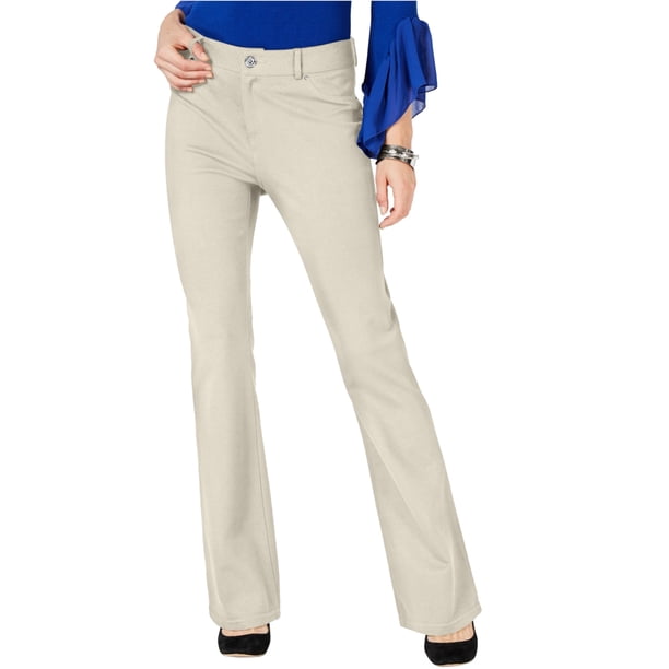 INC Curvy Bootcut Pantalones casuales para mujer, Beige, 6