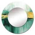 thumbnail image 2 of Designart "Gold Accents in a Blue Watercolor Impression IV" Fractals Blue Large Round Mirror - Round Mirror Wall Décor - Modern Round Printed Mirror 29" x 29" Inch, 2 of 5