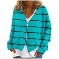 thumbnail image 2 of PNTUTB Women's Fashion Striped Oversized Soft Cardigan with Zipper Long Sleeve Jacket&Flash Picks, 2 of 6