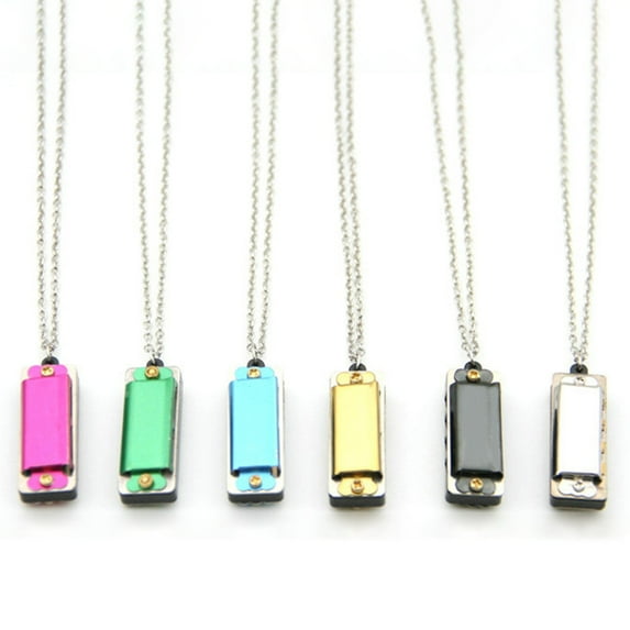 Cheers.US Mini Children Musical Instrument Mini Necklace Harmonica Key of C 4 Holes 8 Tones Harmonica Student Holiday Gift
