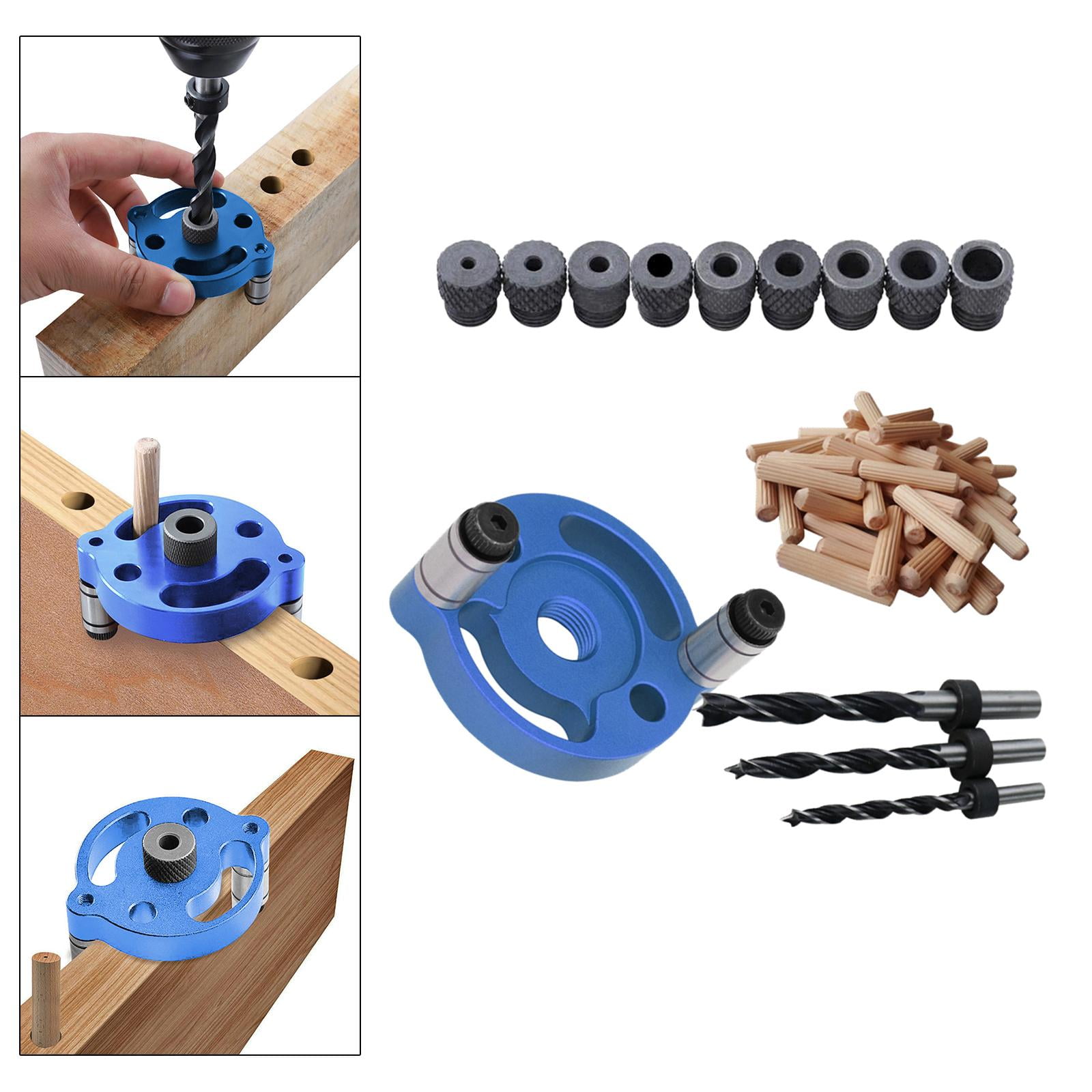 Nishiyuenyi Dowel Drill Guide Kit 3 Hole Guide Jig Easily Carry and Use Perforating Anodized Blue