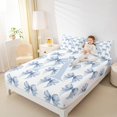thumbnail image 4 of Feelyou Kawaii Monogrammed A Queen Sheet Sets for Teens, Fashion Bowknot Ribbon Flat Sheet, Cute Princess Style Queen Fitted Sheet, Microfiber Bedroom Decor, 4pcs, 4 of 7