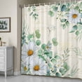 thumbnail image 5 of Daisy Eucalyptus Leaves Shower Curtain, Floral Spring Vintage Countryside Waterproof Shower Curtain Set with 12 Hooks Lightweight Bath Curtains Fabric Bathroom Decor 36x72 Inches, 5 of 9