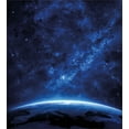 thumbnail image 3 of World Duvet Cover Set, Earth View at Night from Space Atmosphere Stars Cosmic Galaxy Nebula, Decorative 3 Piece Bedding Set with 2 Pillow Shams, Calking Size, Blue and White, by Ambesonne, 3 of 3