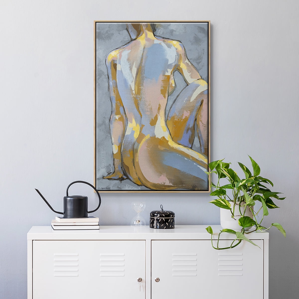 Grey Maiden II Framed Premium Gallery Wrapped Canvas - Ready to Hang - 25 x 37 - Natural Wood Floating Frame