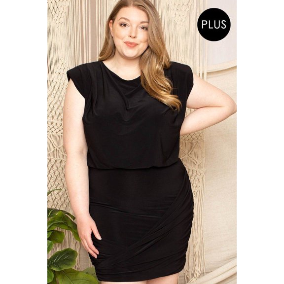 Shirring Detailed Mini Dress 1XL