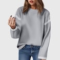 thumbnail image 2 of Kogui Chandails à Manches Longues pour Femmes Chandails à Col Rond en Tricot Torsadé Manches Longues Hauts d'Automne pour Femmes 2025 (Gris, TG), 2 of 4