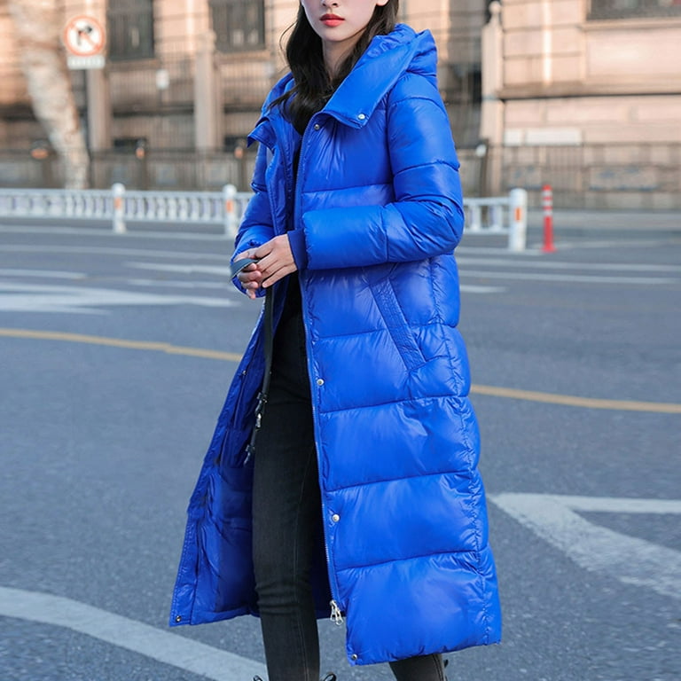 Puffer Coats for Women Women s Down Jacket Loose Hooded Long Length Ladies Lengthened and Thickened Coat on Winter Clearance Walmart