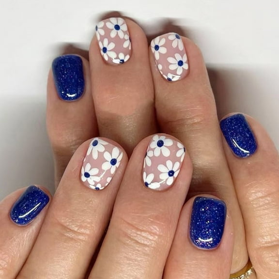 24Pcs Square Nail Tips Designs Fake Nail Press On Nail Artificial False Nail