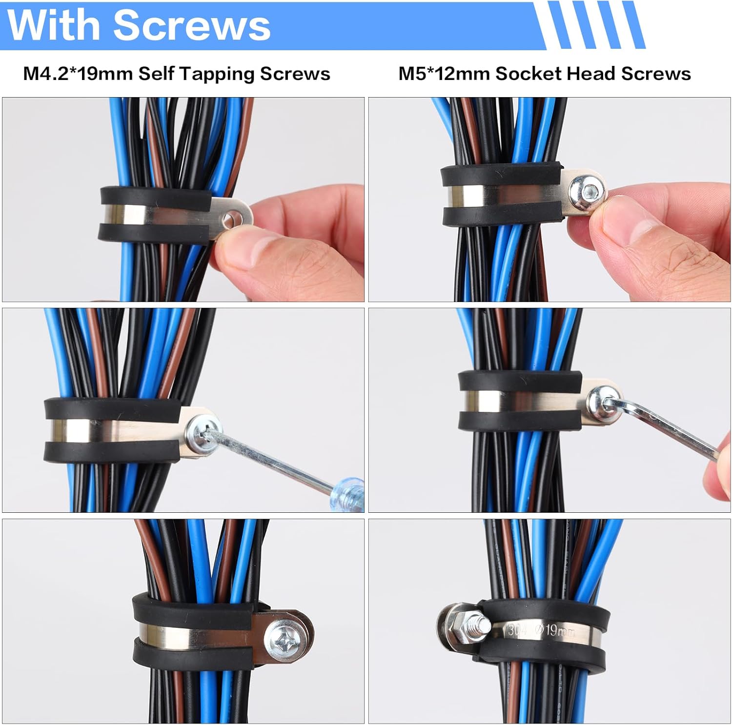 292PCS Cable Clamps Assortment Kit, 10 Sizes-1/4 5/16" 3/8" 1/2" 5/8" 3/4" 1" 1-1/4" 1-1/2" 1-3/4" 304 Stainless Steel Pipe Clamp with 2 Kinds of Screws for Hose,Tube,Automotive,Fuel Line