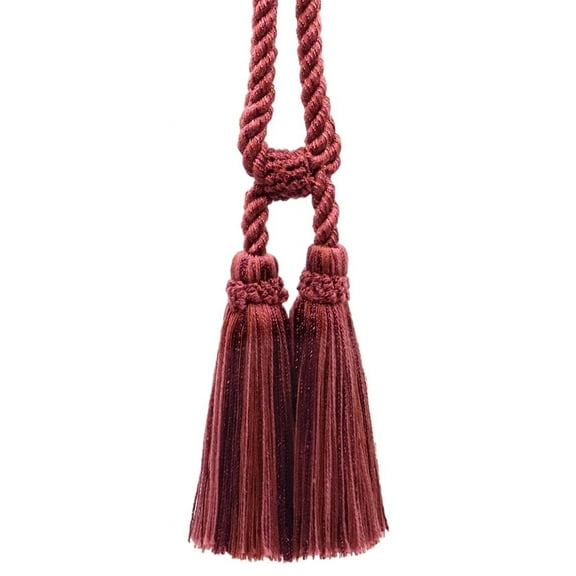 DECOPRO Traditional Cotton Double Tassel Curtain & Drapery Tassel Tieback, Tassel Length 5 1/2" (14cm), Spread 27" (68.5cm) # TBC0552, Royal Red #P87 (Crimson Red, Dark Red) Sold Individually