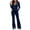 Navy, variant on Livrdious Women's Velour 2 Piece Lounge Set Zip Up Hoodies Cropped Jacket with High Waist Bootcut Pants Matching Tracksuit Set Womens Outfits