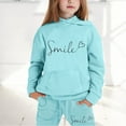 thumbnail image 4 of XAOWF Child Girls Sweatsuit Sets Long Sleeve Letter Printed Lightweight Hoodie And Long Pants Casual Fashion Outfits Relaxed Fit Trendy Clothes Outfits 6-7 Years, 4 of 7