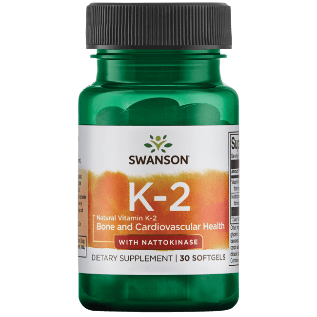 Swanson Vitamin K2 Natural with Nattokinase 30 Softgels.