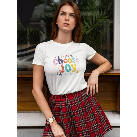 Choose Joy Colorful Inspiration T-Shirt Women -Image by Shutterstock, Female Small