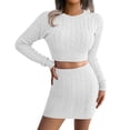thumbnail image 3 of HXWCHs Women's Fashion Knitted Sweater and Skirt Suit Set for Autumn Winter Casual Wear L White, 3 of 8