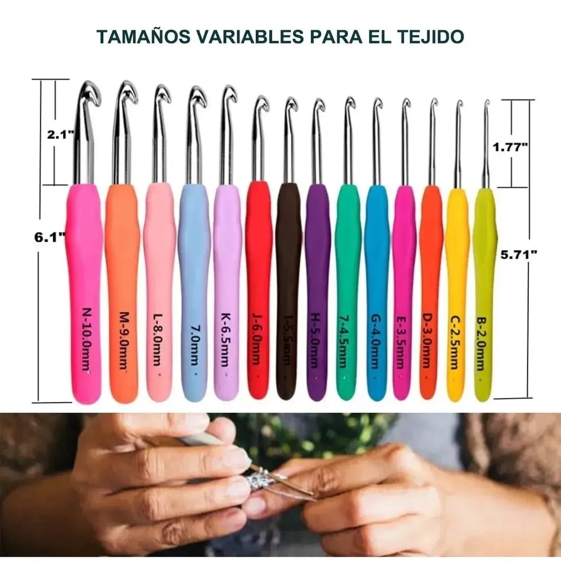 Ergonomic knitting hook sets and accessories