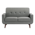 thumbnail image 2 of Benjara Rim 56 Inch Loveseat, Gray Polyester, Tufted Back, Brown Solid Wood-Color:GrayMaterial, 2 of 5