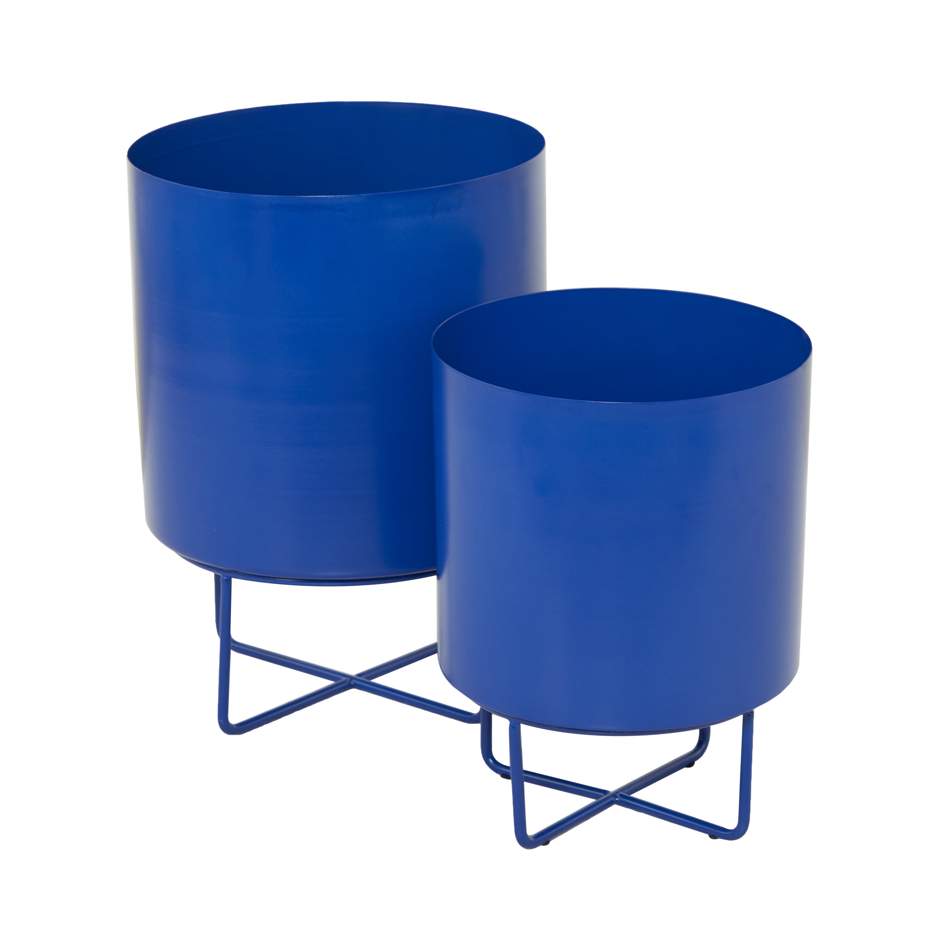 CosmoLiving by Cosmopolitan 16", 13"H Blue Metal Planter (2 Count)
