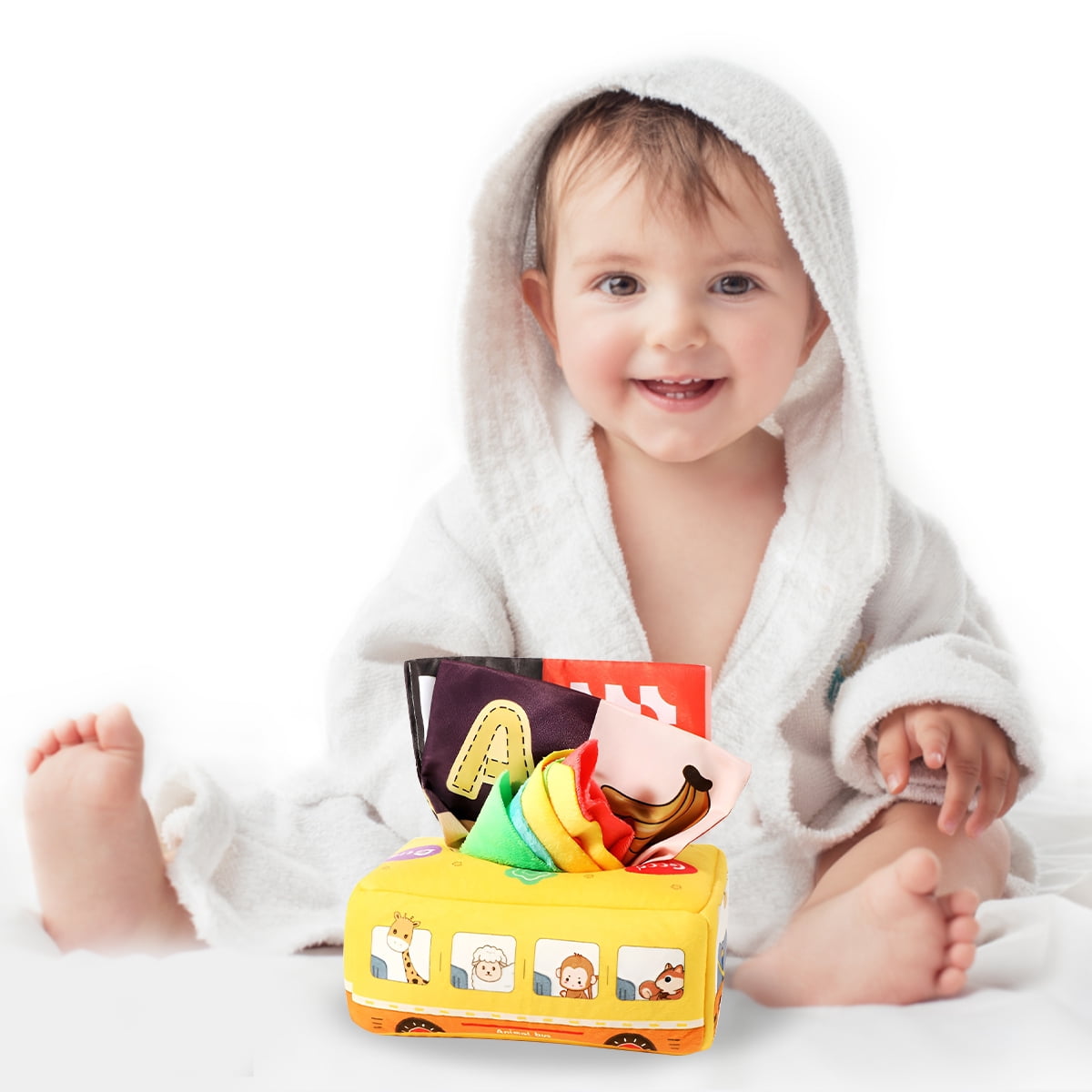Baby Tissue Box Toy Sensory Crinkle Tissue Box Magic Tissue Box for