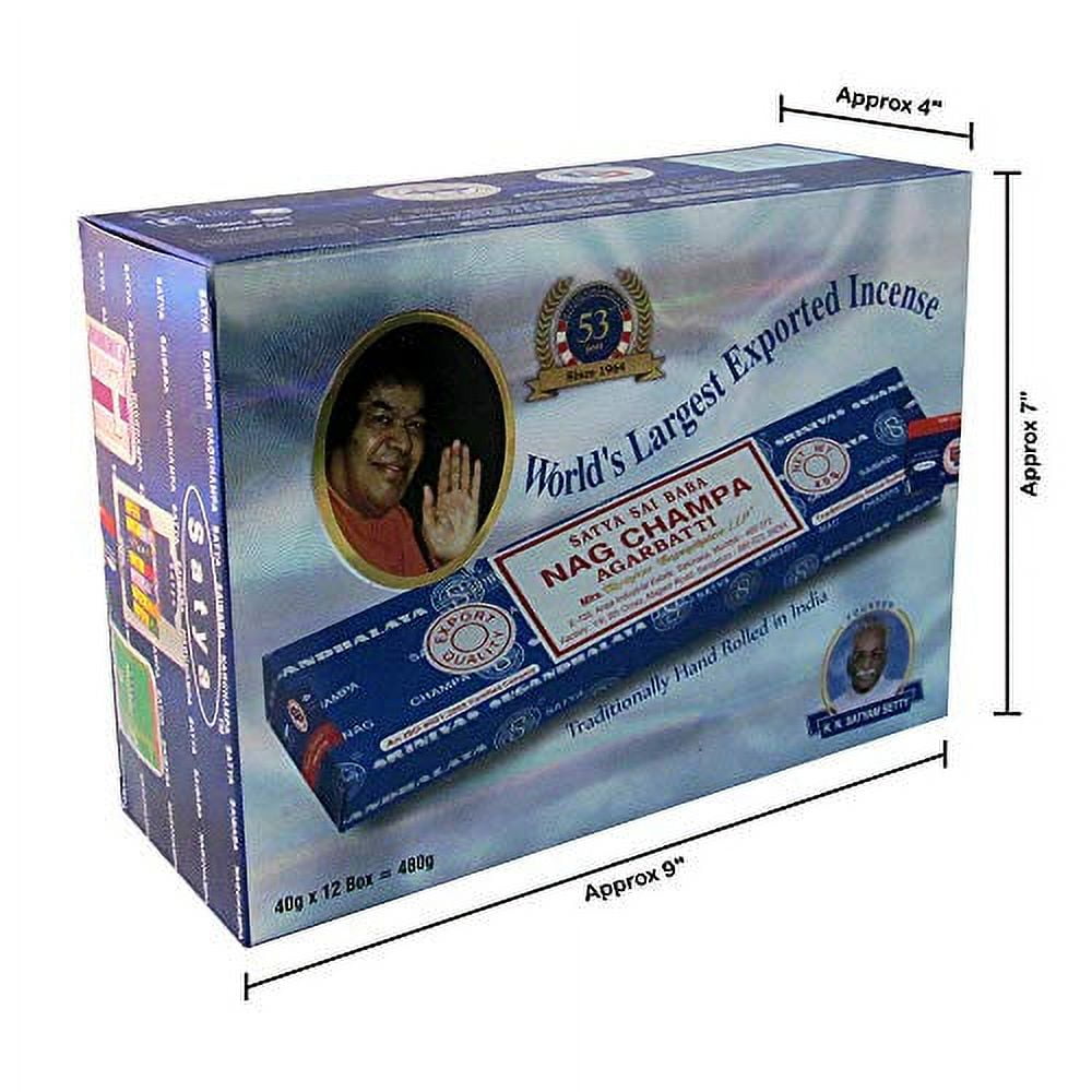 Satya Sai Baba Nag Champa Agarbatti Pack of 12 Incense Sticks Boxes 40gms Each Supreme Hand Rolled Incense Sticks