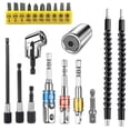thumbnail image 1 of 21 Pcs Flexible Drill Bit Extension Set Include 1/2 3/8 1/4 inch Universal Socket Adapter&105°, 1 of 8