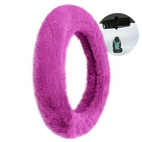 FH Group 14.5-15.5" Doe16 Purple Faux Rabbit Fur Steering Wheel Cover with Air Freshener