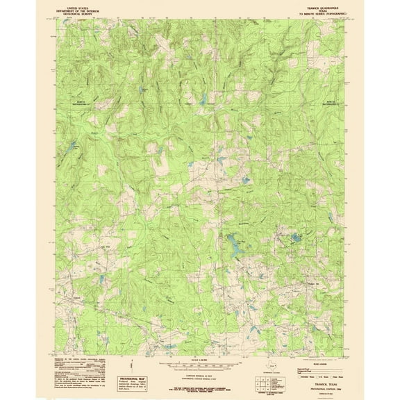 Topographical Map - Trawick Texas Quad - USGS 1984 - Vintage Wall Art