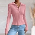 thumbnail image 2 of Womens Plain Shirts Ladies Tops And Blouses Fall Long Sleeve Button Down Shacket Oversized Womens Tee Shirts Red L, 2 of 4