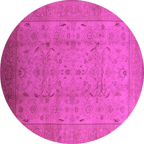 Ahgly Company Indoor Round Oriental Pink Traditional Area Rugs, 5' Round