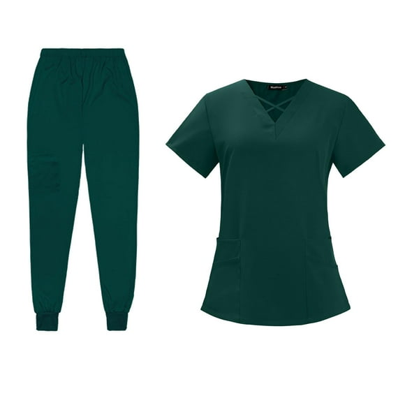 Conjunto de uniformes de enfermería para mujer, pantalones exfoliantes, ropa de trabajo fina, uniforme de enfermeras para SPA, salón de belleza XL Yinane uniforme de mujer