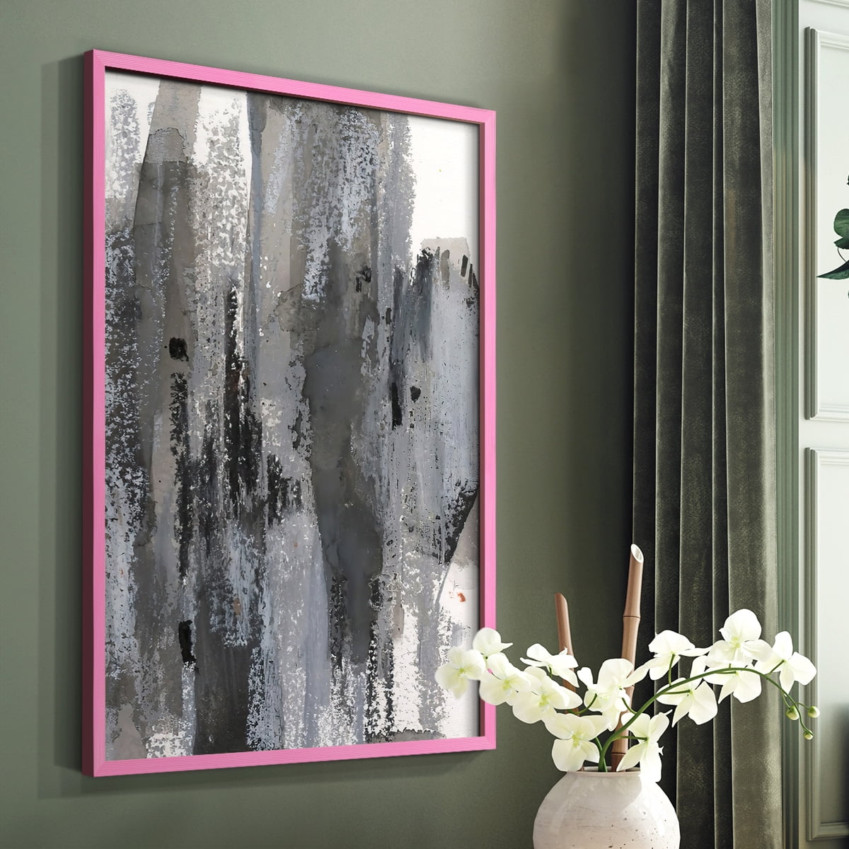 Loft Pastel III Framed Print in Pink Solid Wood Framed Print No Nail Hanging