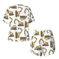 thumbnail image 5 of Qekee Funny Excavator Women's Pajama Set Short Sleeve Sleepwear Summer Home Wear with Pockets Soft Short Sleeve Shirt - Funny Excavator, 5 of 9