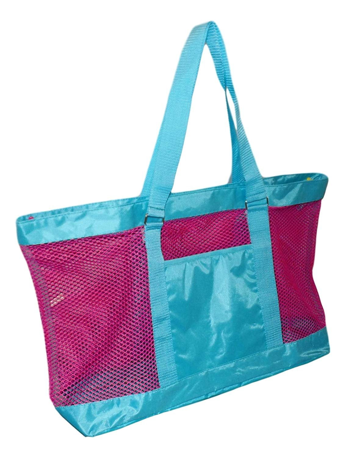 Foldable Mesh Tote Shoulder Book Bag See Through School Beach Hike Travel Gym 