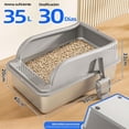 thumbnail image 3 of Caja de arena para gatos inoxidable gran capacidad borde alto diseño a prueba de fugas fácil limpieza incluye pala recogedora y pedal apto para todas, 3 of 7