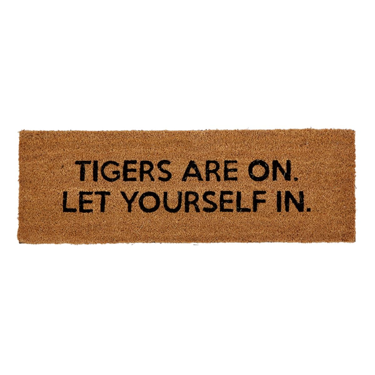 Tigers Are On Let Yourself In Brown 30x10 Coir Rubber Decorative Floor Door Mat