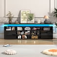 thumbnail image 2 of ANPOO LED TV Stand for TVs up to 95",High Gloss Gaming Entertainment Center Media Console with Power Outlet,Open Shelves and 2 Storage Cabinets,Black, 2 of 5