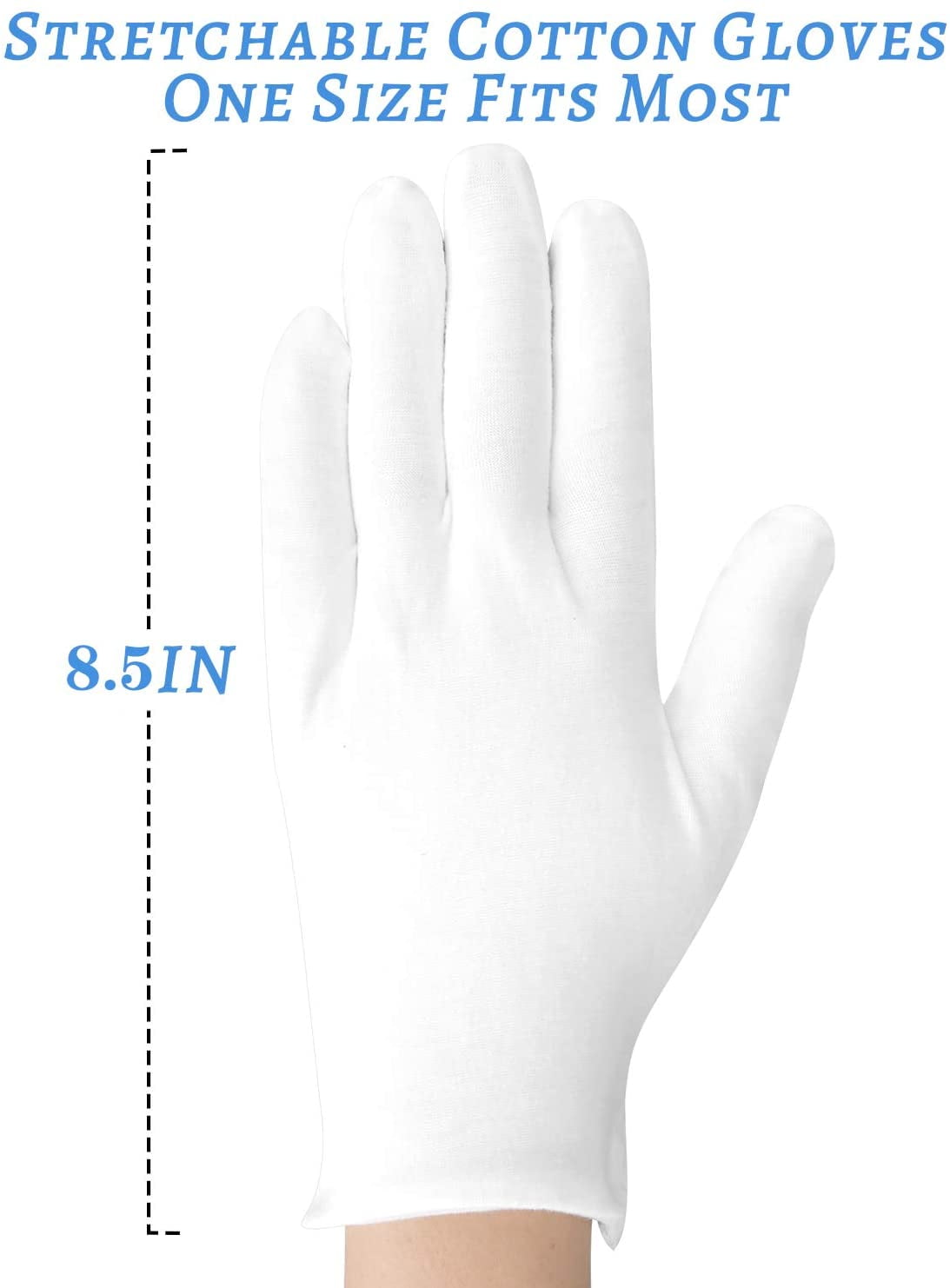 White Cotton Gloves for Moisturizing Hands Overnight Nighttime Bedtime Women, Lotion, Sleeping
