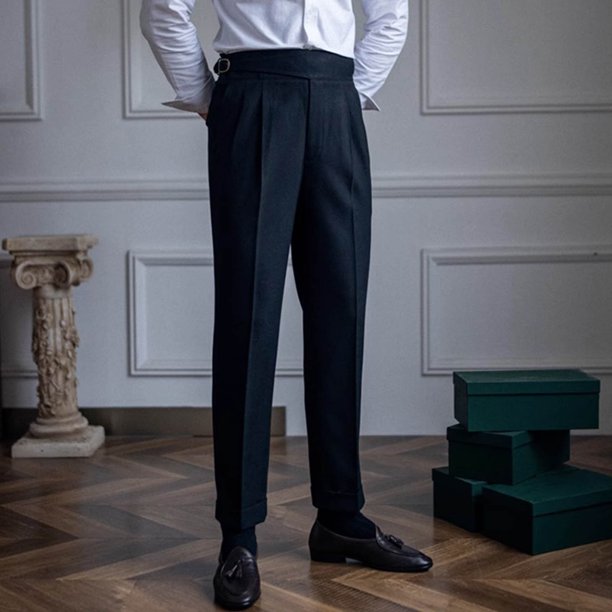 Pantalones largos de moda para hombre, casuales, de color sólido, con bolsillos y cremallera, cintura elástica, de poliéster.